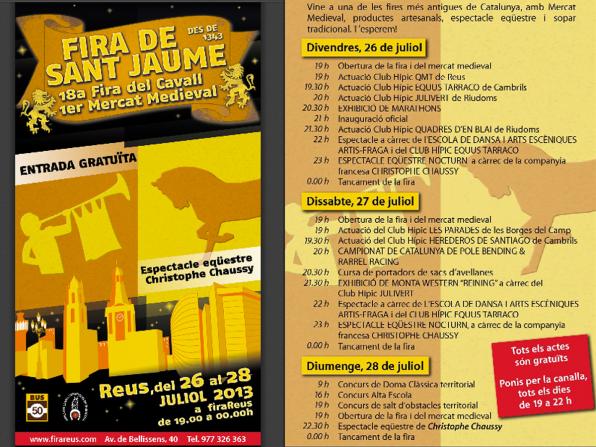 Feria de Sant Jaume, este fin de semana en Reus.